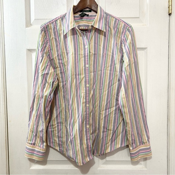 Lauren Ralph Lauren Tops - Lauren Ralph Lauren Women's Multicolor Striped Button Down Top Shirt. Size XL